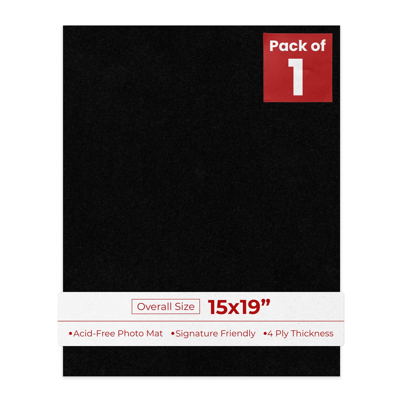 Black with Black Core 15x19 Uncut Mat Board - Blank Sheets, No Opening